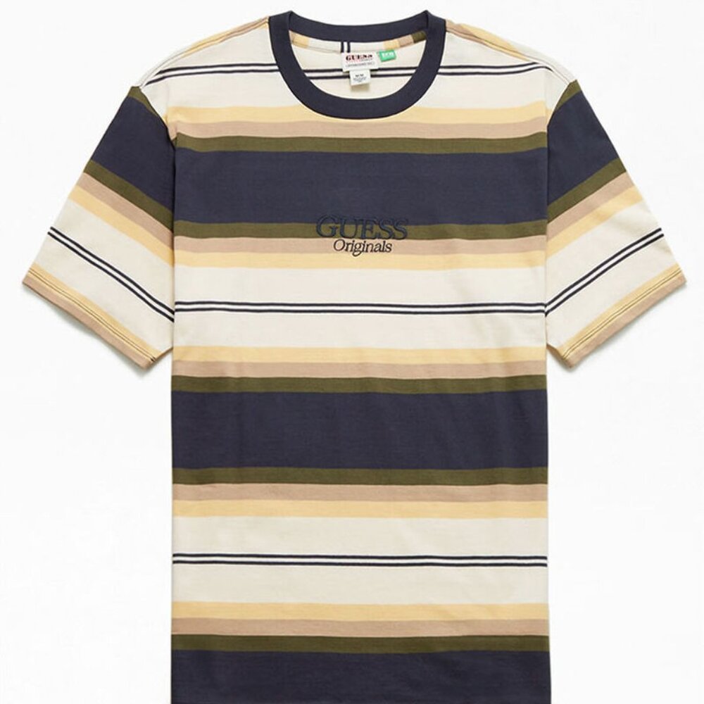 GUESS Originals Logo Multi Stripe T-Shirt S